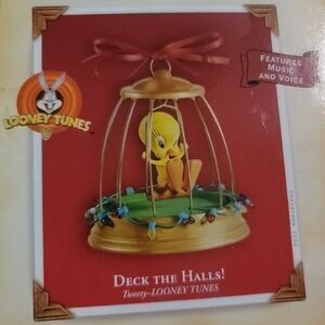 Hallmark tweety ornament Deck The Halls!Tweety Looney Tunes Sound 2004 Keepsake